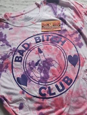 Bad B*tch Club Tie-Dye Graphic Tee - Pink & Purple